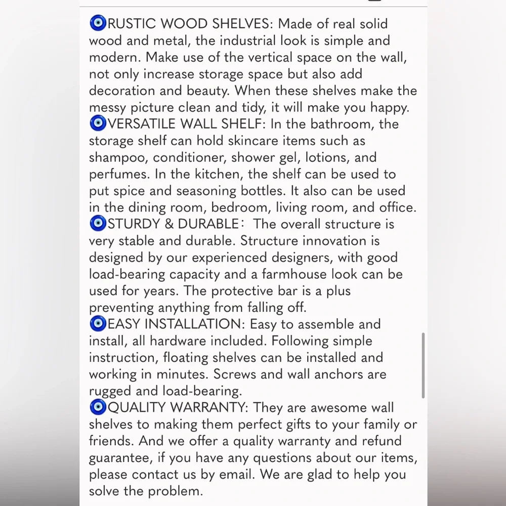 Meangood Floating Shelves Wall Mounted Set of 2, Rustic Wood Wall Storage new